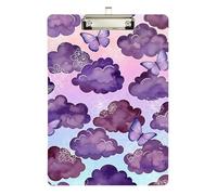 Clipboard Acrylic Purple Butterflies Lavender Writing Clipboards A4 Standard Size Clip Board for Nurses Teachers Coaches, 12.5 x 9 Inches Silver Clip, Silver12x9in