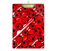 Clipboard Acrylic Red Black Soccer Decorative Clipboard Wordpad Clipboards Standard Size for Classrooms, Restaurants, School, A4 Letter Size 12.5 x 9 Inches Gold Clip, Gold12x9in