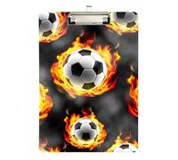 Clipboard Acrylic Soccer Balls Fire Gray Cute Clipboard Hanging Clipboards A4 Standard Size for Nurses, Lawyers, Doctor Offices, Low Profile Silver Clip Retractable Hanging Tab
