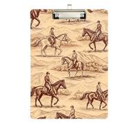 Clipboard Acrylic Vintage Brown Horses Cute Clip Board for Nurses Teachers Coaches A4 Standard Size Clipboards Hardboard Low Profile Silver Clip Retractable Hanging Tab