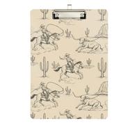 Clipboard Acrylic Vintage Cowboy Desert Cactus Beige Writing Boards A4 Standard Size Clip Boards for Women Men Office Supplies, 12.5 x 9 Inches Silver Clip, Silver12x9in