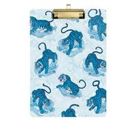 Clipboard Acrylic Vintage Tiger Blue Writing Board for Teacher Student Lawyer Nurse A4 Standard Size Clip Boards Low Profile Gold Clip Retractable Hanging Tab