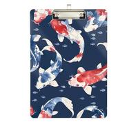 Clipboard Acrylic Watercolor Fish Blue Decorative Clipboard Standard A4 Letter Size Clipboards for Teachers, Students, Nurses, 12.5 x 9 Inches Silver Clip