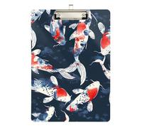 Clipboard Acrylic Watercolor Fish Dark Blue Cute Clip Board A4 Standard Size Clipboards Hardboard for Students, Women, Man, Low Profile Silver Clip Retractable Hanging Tab