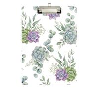 Clipboard Acrylic Watercolor Succulents Writing Clipboards Paperboard Chic Design Clipboards for Teacher Student Lawyer Nurse, Low Profile Gold Clip Retractable Hanging Tab