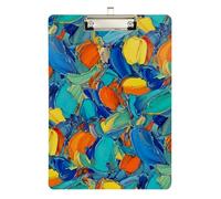 Clipboard Acrylics Abstract Oil Paint Multicolor Portable Clipboard for Nurses, Lawyers, Doctor Offices Hardboard Clipboards Standard Size Low Profile Gold Clip Retractable Hanging Tab