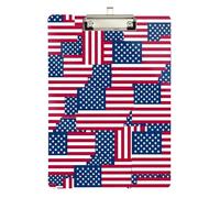 Clipboard Acrylics American Flag Blue Red Portable Clipboard for Teacher Student Lawyer Nurse Hardboard Clipboards Standard Size Low Profile Gold Clip Retractable Hanging Tab