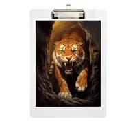 Clipboard Acrylics Angry Tiger Painting Writing Clipboard A4 Standard Size Clipboard Hardboard for Women Men Office Supplies, Low Profile Gold Clip Retractable Hanging Tab 12.5 x 9 Inches