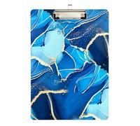 Clipboard Acrylics Blue Marble Textures Fluid Fashion Clipboard Hanging Clipboards A4 Standard Size for Teachers, Students, Nurses, Low Profile Gold Clip Retractable Hanging Tab
