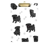 Clipboard Acrylics Cute Black Pug Dogs Portable Clipboard for Classrooms, Restaurants, School A4 Standard Size Clip Board Low Profile Gold Clip Retractable Hanging Tab