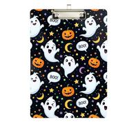 Clipboard Acrylics Cute Cartoon Ghosts Playful Cute Clip Board for Teachers, Students, Nurses Hardboard Clipboards Standard Size Low Profile Gold Clip Retractable Hanging Tab