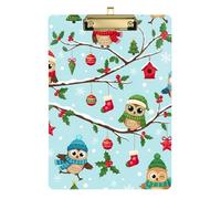 Clipboard Acrylics Cute Cartoon Owls Cute Clipboard Standard A4 Letter Size Clipboards for Nurses Teachers Coaches, Low Profile Gold Clip Retractable Hanging Tab