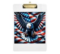 Clipboard American Cool Hawk Cute Clipboards Hanging Clipboards A4 Standard Size for Students, Women, Man, Low Profile Gold Clip Retractable Hanging Tab 12.5 x 9 Inches