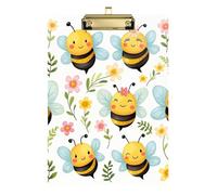 Clipboard Bee Flower Garden Cute Clipboard A4 Standard Size Clip Board for Nurses Teachers Coaches, Low Profile Gold Clip Retractable Hanging Tab
