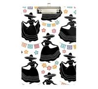 clipboard Binder Cinco De Mayo Black Silhouette Plastic for 5th Grade Classroom Essentials for Teachers Size 9 x 12.5 Tablas para escribir