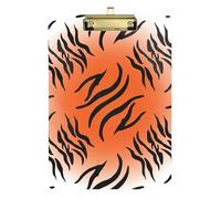 Clipboard Black Tiger Stripes Orange White Cute Clipboard Paperboard Chic Design Clipboards for Teachers, Students, Nurses, Low Profile Gold Clip Retractable Hanging Tab
