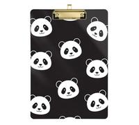Clipboard Black White Panda Writing Board Standard A4 Letter Size Clipboards for Nurses, Lawyers, Doctor Offices, 12.5 x 9 Inches Gold Clip