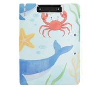 Clipboard Cartoon Cute Blue Whale A4 Clipfolio Two Metal Clips Pen Holder School Clip Board with Cover