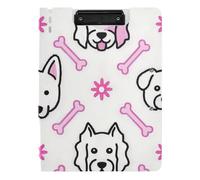 Clipboard Cartoon Dog Heads and Bone Simple Line A4 Clipboard Folio Binder Double Metal Clips Pen Holder School Clip Board with Cover