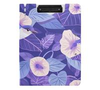 Clipboard Cartoon Purple Morning Glory Flowers Birds A4 Clipboard Folio Binder Two Metal Clips Pen Holder Nursing Clip Board with Cover