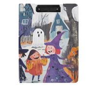Clipboard Children Spooky Costumes Witches Vampire A4 Clipboard Folio Double Metal Clips Pen Holder Nursing Clip Board with Cover
