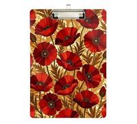 clipboard Clamps Poppy Wildflower Floral Red Poppies Hard Board for Personalized clipboards for Teachers Size 9 x 12.5 Tabla para escribir con Clip