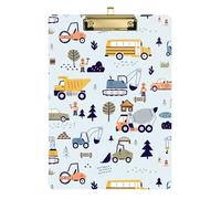 Clipboard Clip A4 Size 12.5" x 9" Clip Board Folder with Low Profile Clip for Observation Recorder Classroom Cartoon Transporting Vehicle