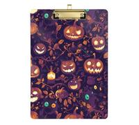 Clipboard Clip A4 Size 12.5" x 9" Folder Clipboard with Low Profile Clip for Observation Recorder Classroom Halloween Pumpkin Scary Face Goth