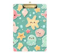 Clipboard Clip A4 Size 12.5" x 9" Thick Clipboard with Low Profile Clip for Social Worker Coaching Trade Quest Sea Animal Blue