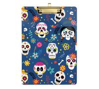 Clipboard Clip A4 Size 12.5" x 9" Thick Clipboard with Low Profile Clip for Social Worker Coaching Trade Quest Day of The Dead Mexican