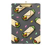 Clipboard Clips A4 Size 12.5" x 9" Art Clipboard with Low Profile Clip for Student Teacher Outdoor Sketching Burrito Meat Filling and Colorful Sprinkles
