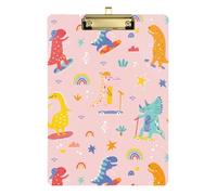 Clipboard Clips A4 Size 12.5" x 9" Folder Clipboard with Low Profile Clip for Social Worker Office Supplies Dinosaur Pattern
