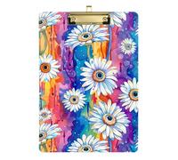 Clipboard Clips A4 Size 12.5" x 9" Inspectors Clipboard with Low Profile Clip for Coaches Office Supplies Daisies Evil Eyes Ball on Rainbow