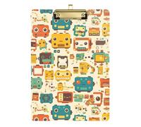 Clipboard Clips A4 Size 12.5" x 9" Inspectors Clipboard with Low Profile Clip for Pediatric Nurse Coaching Trade Quest Cartoon Building Blocks Machine Robots