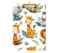 Clipboard Clips A4 Size 12.5" x 9" Jobsite Clipboard with Low Profile Clip for Coaches Elementary Giraffe Watercolor Jungle Animal Design