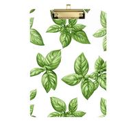 Clipboard Clips A4 Size 12.5" x 9" Metal Clipboard Folder with Low Profile Clip for Volleyball Coaches Medical Contractor Cute Basil White