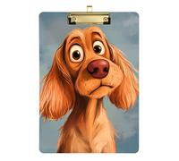Clipboard Clips A4 Size 12.5" x 9" Work Clipboard with Low Profile Clip for Student Teacher Coaching Trade Quest Cartoon Funny Spaniel Dogs