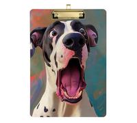 Clipboard Clips A4 Size 12.5" x 9" Work Clipboard with Low Profile Clip for Student Teacher Coaching Trade Quest Cartoon Funny Dane Dogs