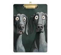 Clipboard Clips A4 Size 12.5" x 9" Work Clipboard with Low Profile Clip for Student Teacher Coaching Trade Quest Cartoon Funny Weimaraner Dogs Fear