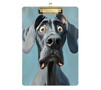 Clipboard Clips A4 Size 12.5" x 9" Work Clipboard with Low Profile Clip for Student Teacher Coaching Trade Quest Cartoon Funny Great Dane Dogs