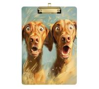 Clipboard Clips A4 Size 12.5" x 9" Work Clipboard with Low Profile Clip for Student Teacher Coaching Trade Quest Cartoon Funny Vizsla Dogs