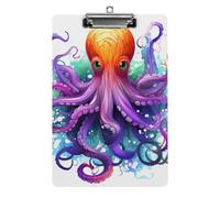 Clipboard Colorful Octopus Office Clipboard 8.5×12.5 Inch Acrylic Clip Board with Metal Clip Letter Size A4 Holder Cute Hanging Clipboard for Work