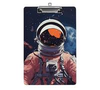 Clipboard Cool Man in Outer Space Galaxy Office Clipboard 8.5×12.5 Inch Acrylic Clip Board with Metal Clip Letter Size A4 Holder Cute Hanging Clipboard for Work