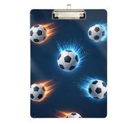 Clipboard Cool Soccer Ball Blue Writing Clipboards A4 Standard Size Clip Board for Nurses Teachers Coaches, 12.5 x 9 Inches Silver Clip, Silver12x9in