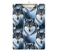 Clipboard Cool Wolves Gray Decorative Clipboard Letter Size Clipboards for Students, Women, Man, A4 Letter Size 12.5 x 9 Inches Silver Clip