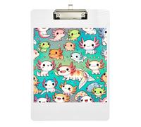 Clipboard Cute Axolotls Aqua Portable Clipboards for Nurses Teachers Coaches Wordpad Clipboards Standard Size Low Profile Gold Clip Retractable Hanging Tab 12.5 x 9 Inches