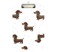 Clipboard Cute Brown Dachshund Dog Cute Clip Board Hardboard Clipboards Standard Size for Teacher Student Lawyer Nurse, A4 Letter Size 12.5 x 9 Inches Silver Clip, Silver12x9in
