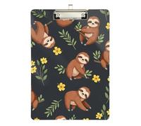 Clipboard Cute Brown Sloth Writing Clipboard Paperboard Chic Design Clipboards for Nurses Teachers Coaches, A4 Letter Size 12.5 x 9 Inches Silver Clip, Silver12x9in