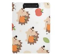 Clipboard Cute Cartoon Brown Hedgehog A4 Clipboard Binderfolio Horizontal and Vertical Double Clips School Clip Board with Hard Cover