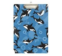 Clipboard Cute Cartoon Dolphin Blue Writing Clipboard Cute Decorative Letter Size Clipboards for Nurses Teachers Coaches, A4 Letter Size 12.5 x 9 Inches Silver Clip